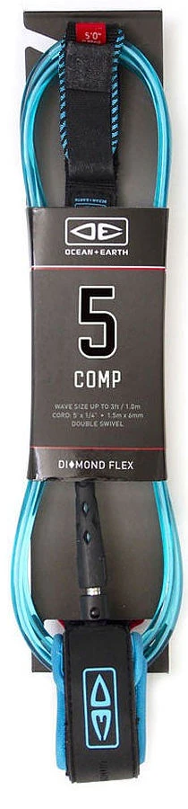 Ocean And Earth Diamond Flex Comp Leash BLUE 5 Ft